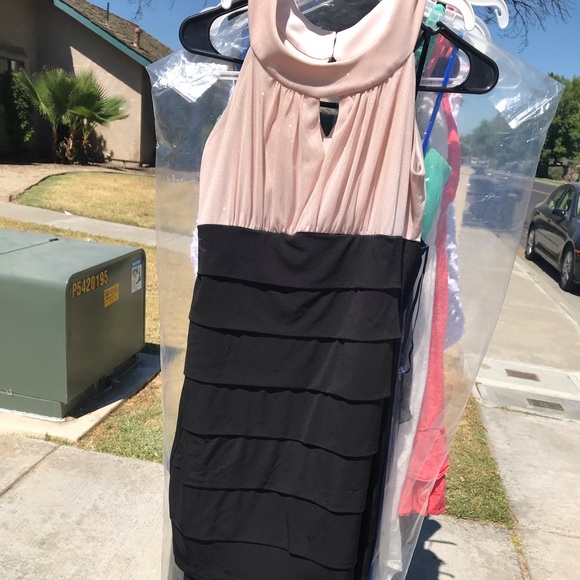 Slim Sparkle Champagne & black short dress - Picture 2 of 3